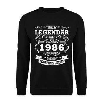 Geburtstag | Jahrgang 1986 | Legende - Unisex Pullover - Schwarz - Vorne - Alina (178cm) & Michal (187cm)