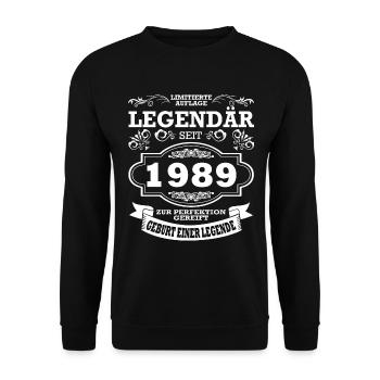 Geburtstag | Jahrgang 1989 | Legende - Unisex Pullover - Schwarz - Vorne - Alina (178cm) & Michal (187cm)