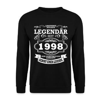 Geburtstag | Jahrgang 1998 | Legende - Unisex Pullover - Schwarz - Vorne - Alina (178cm) & Michal (187cm)