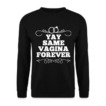 Mens Yay Même Vagin Pour Toujours - Groom Stag Night T- - Sweat-shirt Unisexe - noir - Devant - Alina (178cm) & Michal (187cm)
