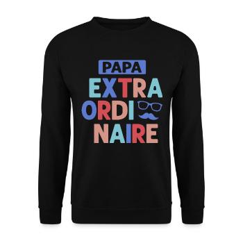 Papa Extraordinaire Pour Meilleur Papa - Sweat-shirt Unisexe - noir - Devant - Alina (178cm) & Michal (187cm)