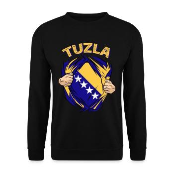 Proud Bosnian Bosniaks Tuzla Bosnia - Unisex Sweatshirt - black - Front - Alina (178cm) & Michal (187cm)
