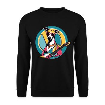 Cool Whippet Playing Electric Guitar - Unisex Sweatshirt - black - Front - Alina (178cm) & Michal (187cm)