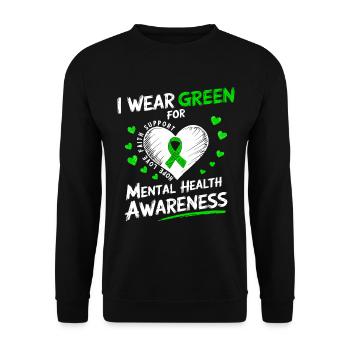 Wear Green for Mental Health Support - Sweat-shirt Unisexe - noir - Devant - Alina (178cm) & Michal (187cm)