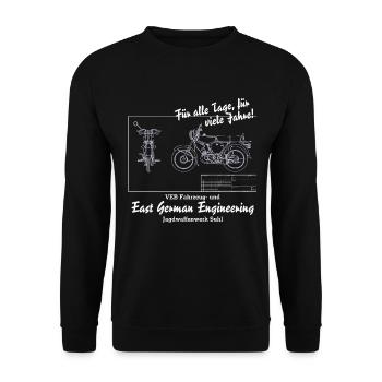 S51 Blueprint - East German Engineering - Unisex Pullover - Schwarz - Vorne - Alina (178cm) & Michal (187cm)