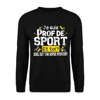 Prof de Sport Professeur Métier Cadeau Humour - Sweat-shirt Unisexe - noir - Devant - Alina (178cm) & Michal (187cm)