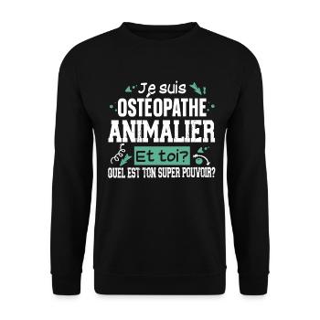 Ostéopathe Animalier Métier Humour Cadeau - Sweat-shirt Unisexe - noir - Devant - Alina (178cm) & Michal (187cm)