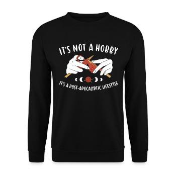 It's A Post-Apocalyptic Life Skill Knitting - Unisex Sweatshirt - black - Front - Alina (178cm) & Michal (187cm)