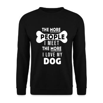 Plus je rencontre de gens, plus j’aime mon chien - Sweat-shirt Unisexe - noir - Devant - Alina (178cm) & Michal (187cm)