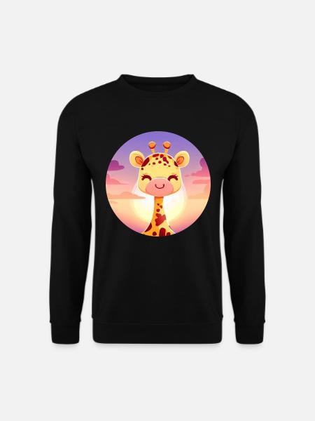 Cute sleeping giraffe in sunset - Unisex Sweatshirt - black