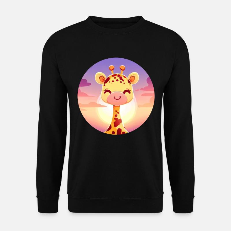 Cute sleeping giraffe in sunset - Unisex Sweatshirt - black
