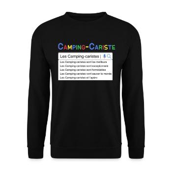 Camping-cariste Humour Camping-car Homme Et Femme - Sweat-shirt Unisexe - noir - Devant - Alina (178cm) & Michal (187cm)