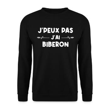 Je Peux Pas J'Ai Biberon - Sweat-shirt Unisexe - noir - Devant - Alina (178cm) & Michal (187cm)