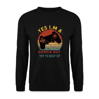 Yes l'm a gamer boy Time to level up - Sweat-shirt Unisexe - noir - Devant - Alina (178cm) & Michal (187cm)