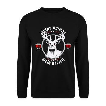Meine Heimat, mein Revier - Unisex Pullover - Schwarz - Vorne - Alina (178cm) & Michal (187cm)