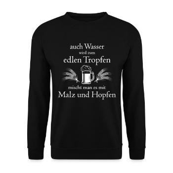Biertrinker T-Shirt Hopfen und Malz - Unisex Pullover - Schwarz - Vorne - Alina (178cm) & Michal (187cm)
