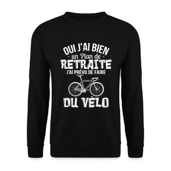 Plan De Retraite Vélo Humour Cadeau Homme Cycliste - Sweat-shirt Unisexe - noir - Devant - Alina (178cm) & Michal (187cm)