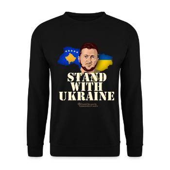Stand avec Ukraine Kosovo T-Shirt Design - Sweat-shirt Unisexe - noir - Devant - Alina (178cm) & Michal (187cm)