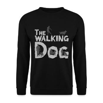 Hunde T-shirt "The walking Dog" - Unisex Pullover - Schwarz - Vorne - Alina (178cm) & Michal (187cm)