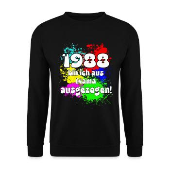 1988 bin ich aus meiner mama ausgezogen - Unisex Pullover - Schwarz - Vorne - Alina (178cm) & Michal (187cm)