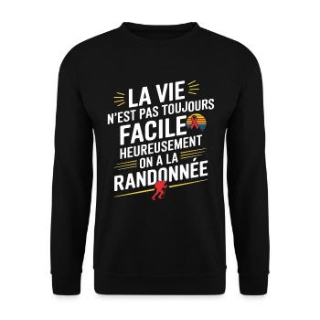 Zum Glück wandern wir ihn - Unisex Pullover - Schwarz - Vorne - Alina (178cm) & Michal (187cm)
