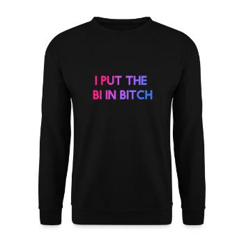 I put the bi - bisexual LGBT CSD - Unisex Sweatshirt - black - Front - Alina (178cm) & Michal (187cm)