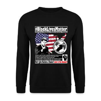 John F Kennedy Frieden in allen Zeiten Zitat - Unisex Pullover - Schwarz - Vorne - Alina (178cm) & Michal (187cm)