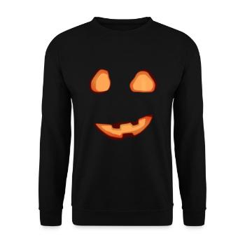 Halloween Creepy Pumpkin Face Costume Orange - Unisex Sweatshirt - black - Front - Alina (178cm) & Michal (187cm)