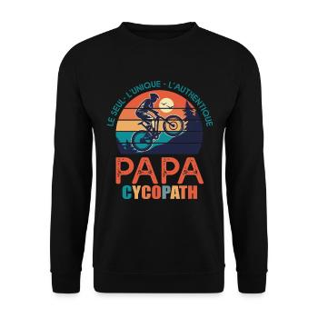 papa cycopath papa vélo humour cycliste bmx - Sweat-shirt Unisexe - noir - Devant - Alina (178cm) & Michal (187cm)