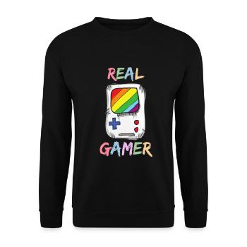 Game Boy Real Gamer F089 - Sweat-shirt Unisexe - noir - Devant - Alina (178cm) & Michal (187cm)