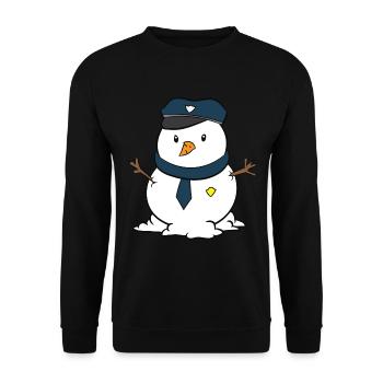 Christmas Snowman Cop Christmas Police Kids - Unisex Sweatshirt - black - Front - Alina (178cm) & Michal (187cm)