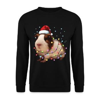 Christmas Guinea Pig - Funny Cute Santa Rodent - Unisex Sweatshirt - black - Front - Alina (178cm) & Michal (187cm)