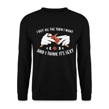I Buy All The Yarn Knitting - Unisex Sweatshirt - black - Front - Alina (178cm) & Michal (187cm)