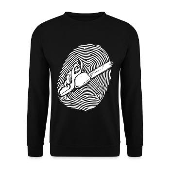 HOLZ SÄGE KETTENSÄGE GESCHENK WALD FÖRSTER BERUF - Unisex Pullover - Schwarz - Vorne - Alina (178cm) & Michal (187cm)