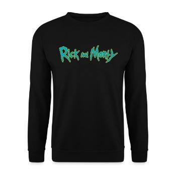 Rick And Morty Title Typography - Unisex Sweatshirt - black - Front - Alina (178cm) & Michal (187cm)