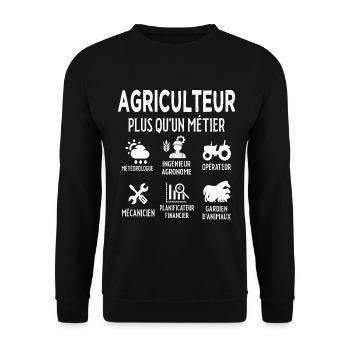 Agriculteur Plus Qu'un Métier - Cadeau Agriculture - Sweat-shirt Unisexe - noir - Devant - Alina (178cm) & Michal (187cm)