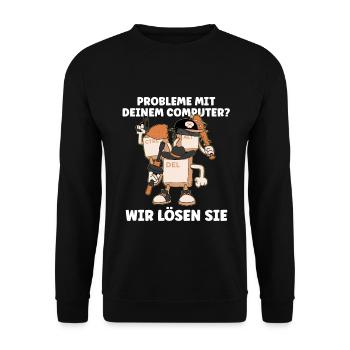 Administrator Supportmitarbeiter - CTRL ALT ENTF - Unisex Pullover - Schwarz - Vorne - Alina (178cm) & Michal (187cm)