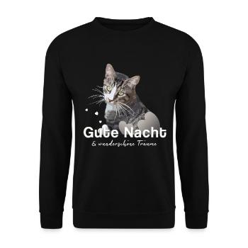 Gute Nacht Shirt Schlafshirt - Unisex Pullover - Schwarz - Vorne - Alina (178cm) & Michal (187cm)