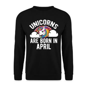 Unicorns Are Born In April Shirt Birthday Month - Unisex Sweatshirt - black - Front - Alina (178cm) & Michal (187cm)