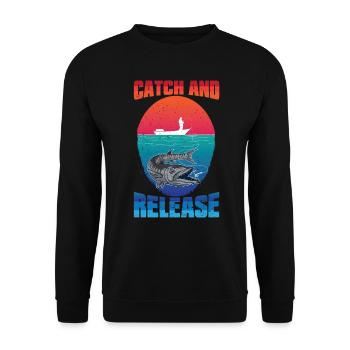 Fishing from the boat Catch and Release - Unisex Sweatshirt - black - Front - Alina (178cm) & Michal (187cm)