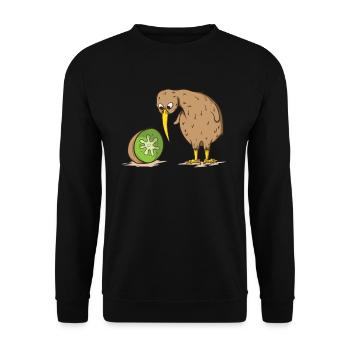 Kiwi Neuseeland flugunfähig Vogel Kiwifrucht - Unisex Pullover - Schwarz - Vorne - Alina (178cm) & Michal (187cm)