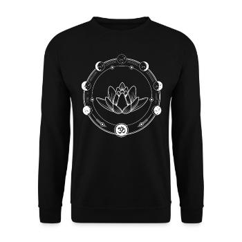 Moon Phases Lotus Moon Luna Contemplez - Sweat-shirt Unisexe - noir - Devant - Alina (178cm) & Michal (187cm)