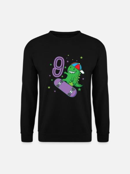 9. Geburtstag Dino Monster skaten Cappi - Unisex Pullover - Schwarz