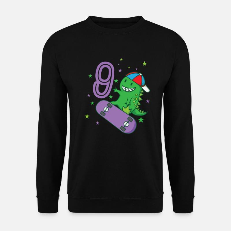 9. Geburtstag Dino Monster skaten Cappi - Unisex Pullover - Schwarz