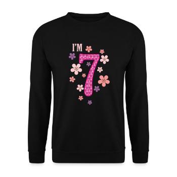 7th birthday girl - Unisex Sweatshirt - black - Front - Alina (178cm) & Michal (187cm)