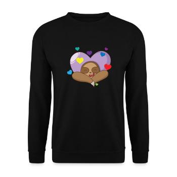 Faultier in Love - Unisex Pullover - Schwarz - Vorne - Alina (178cm) & Michal (187cm)
