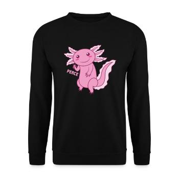 Axolotl "PEACE" - Unisex Pullover - Schwarz - Vorne - Alina (178cm) & Michal (187cm)