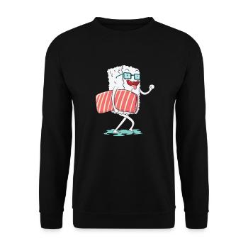 Riz à sushi au saumon nigiri - Sweat-shirt Unisexe - noir - Devant - Alina (178cm) & Michal (187cm)