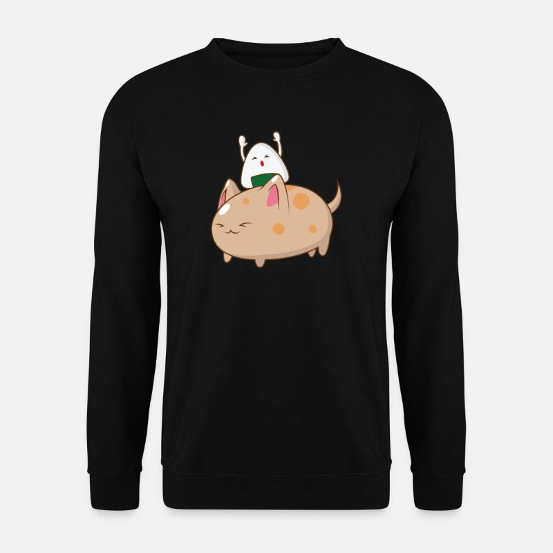 Onigiri rides a cat - Unisex Sweatshirt - black