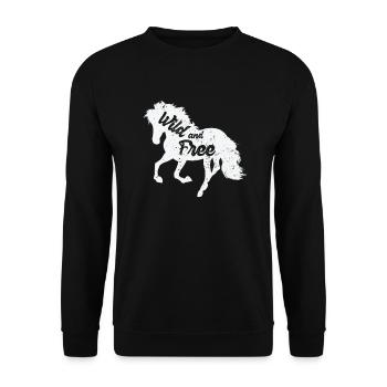 Horse "Wild and Free" - Unisex Sweatshirt - black - Front - Alina (178cm) & Michal (187cm)